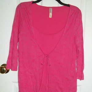 Ladies size M 8/10 White Stag pink shirt attached cami